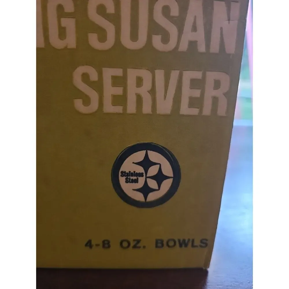 Vintage Foley Stainless Steel Revolving Susan Server Condiments 4 8 Oz Bowls...